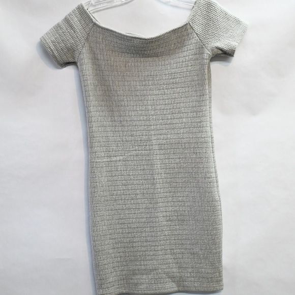 Topshop Bardot Dress Off Shoulder Size 4 Grey - Picture 4 of 4